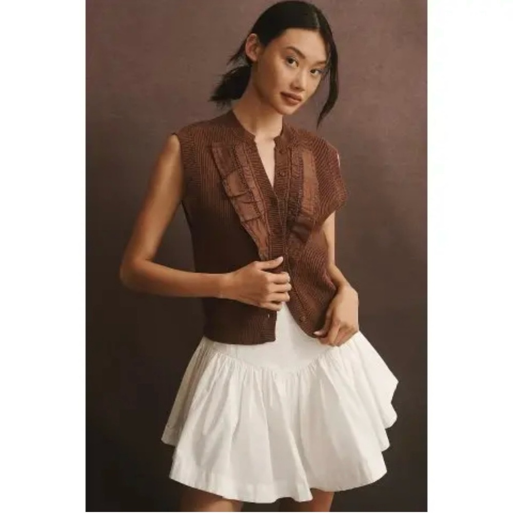 Maeve Chocolate Sleeveless Ruffle Top - Picture 4 of 4
